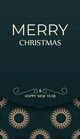 Christmas card with gold and green pattern vector