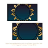 A set of business cards with gold and blue designs vector