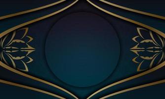 Gradient blue background with greek gold pattern for design under your logo vector