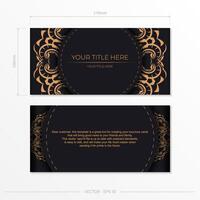 Black luxury invitation card design with vintage Indian ornament. Can be used as background and wallpaper. vector