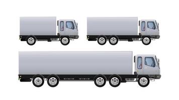 Vector side view of a big truck. Delivery of cargo concept. Solid and flat color design. White truck for transportation. Isolated on a white background.