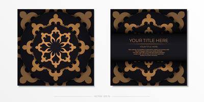 Dark invitation card design with abstract vintage ornament. Elegant and classic vector elements ready for print and typography.