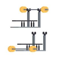 The simulator for a bench press. Barbell. The simulator with a barbell is isolated on a white background. . vector