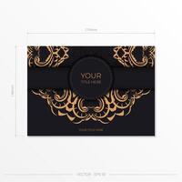 Black luxury invitation card design with gold vintage ornament. Can be used as background and wallpaper. vector