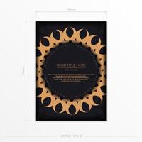 Dark postcard design with vintage Indian mandala ornament. Can be used as background and wallpaper. vector