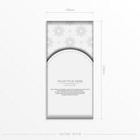 Luxurious white rectangular invitation card template with vintage abstract ornament. Elegant and classic elements are great for decorating. Vector illustration.