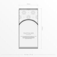 Luxurious white rectangular invitation card template with vintage abstract ornament. Elegant and classic elements are great for decorating. Vector illustration.