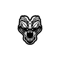 A black and white logo of a snake head vector