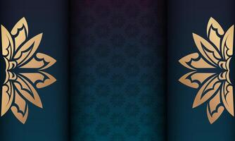 Background with gradient blue color with luxurious golden ornament for design under logo or text vector