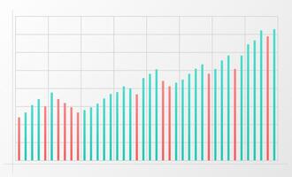 gráfico de negocios abstracto con gráfico de línea de tendencia alcista, gráfico de barras y números de acciones del mercado alcista. vector. vector