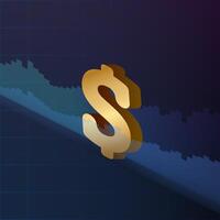 Dollar sign in isometric view. Analytics, business or financial exchange trading concept. Neon colors. Vector. vector