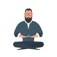 The businessman is sitting in the lotus position. The man is meditating. Isolated. Vector. vector