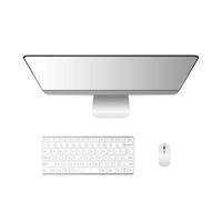 Computer top view. Monitor, keyboard and computer mouse isolated on a white background. Realistic . vector