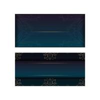 Template Congratulatory Flyer with gradient blue color with vintage gold ornament for your design. vector