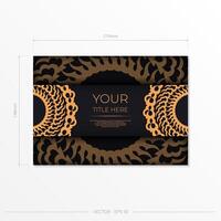 Dark black gold invitation card template with white abstract ornament. Elegant and classic elements are great for decorating. Vector illustration.