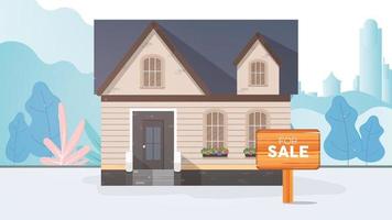 House for sale. For Sale sign. Home and real estate sale concept. vector