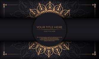 Luxury black and gold background with ornate pattern vector
