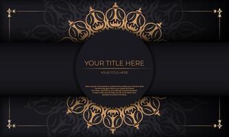 Black background with luxury vintage ornaments and place under the text. Print-ready invitation design with vintage ornaments. vector