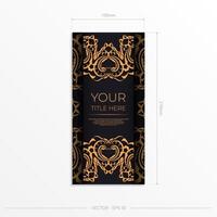A black and gold banner with an ornate pattern vector