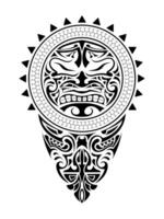 Polynesian tattoo design mask. Frightening masks in the Polynesian native ornament. Isolated illustration vector
