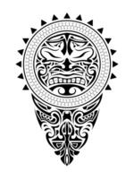 Polynesian tattoo design mask. Frightening masks in the Polynesian native ornament. Isolated vector illustration