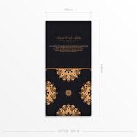 A black and gold card with an ornate pattern vector