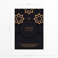 Dark invitation card design with vintage Indian ornament. Elegant and classic vector elements ready for print and typography.