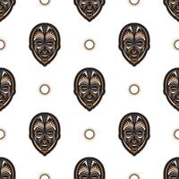 Seamless pattern with tiki mask on a white background. Good for t-shirt prints, cups, phone cases. Isolated. Vector