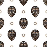 Seamless pattern with tiki mask on a white background. Good for t-shirt prints, cups, phone cases. Isolated. Vector