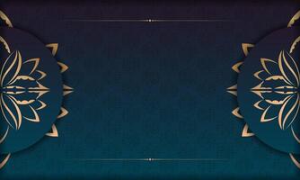 Luxury vintage background with gold and blue floral pattern vector