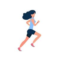 The girl is running. The girl in shorts and a t-shirt is jogging. Isolated. Vector. vector