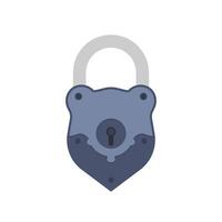 Old padlock in flat style. Antique padlock is isolated on a white background. Vector. vector