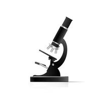 Realistic vector microscope. Black microscope to view the virus and cells isolated on a white background.