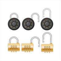 Padlock with code. Padlock for doors, safes and suitcases. Flat style. Vector. vector