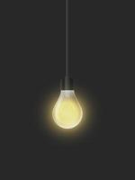 Realistic vector glowing light bulb. The included light in the loft style.