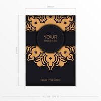 A black and gold business card with an ornate pattern vector