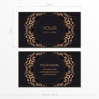 Black luxury business card design with gold vintage ornament. Can be used as background and wallpaper. Elegant and classic vector elements are great for decoration.