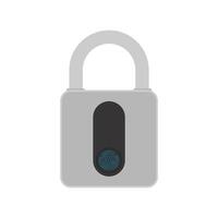 Gray padlock with fingerprint scanner. A modern lock is opened with a fingerprint. Isolated. Vector. vector