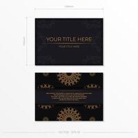 Dark postcard design with abstract vintage mandala ornament. Can be used as background and wallpaper. Elegant and classic vector elements are great for decoration.