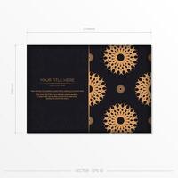 Dark postcard design with abstract vintage mandala ornament. Can be used as background and wallpaper. Elegant and classic vector elements are great for decoration.