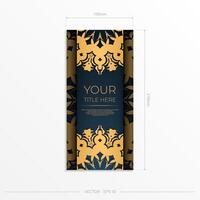 Dark blue postcard template with Indian ornament. Elegant and classic elements ready for print and typography. illustration. vector