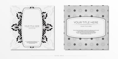 Luxurious white square invitation card template with vintage abstract ornament. Elegant and classic vector elements ready for print and typography.