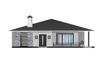 Realistic villa isolated on a white background. Stylish modern loft style house. Vector illustration