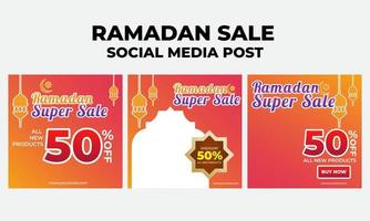 plantilla de publicación de redes sociales de venta de Ramadán vector