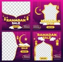 colección de publicaciones de redes sociales de venta de ramadán vector