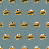 Burger seamless pattern in flat style. Burger sticker. Suitable for backgrounds, postcards, and wrapping paper. Vector. vector