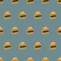 Burger seamless pattern in flat style. Burger sticker. Suitable for backgrounds, postcards, and wrapping paper. Vector. vector