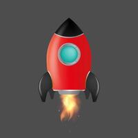 The rocket takes off. Red rocket isolated on a gray background. Suitable for motivation, career growth and achievement. . vector