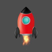 The rocket takes off. Red rocket isolated on a gray background. Suitable for motivation, career growth and achievement. Vector. vector