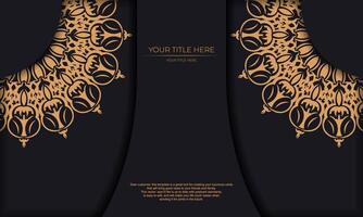 Black template banner with luxurious ornaments and place under the text. Template for printable design invitation card with vintage patterns. vector